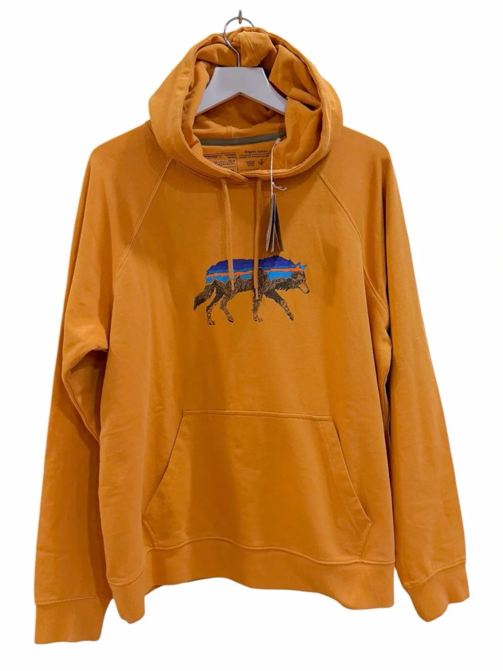 Patagonia Cloudberry Orange Pullover Back for Good Hoodie Wolf Graphic NWT Sz XL - Picture 10 of 14